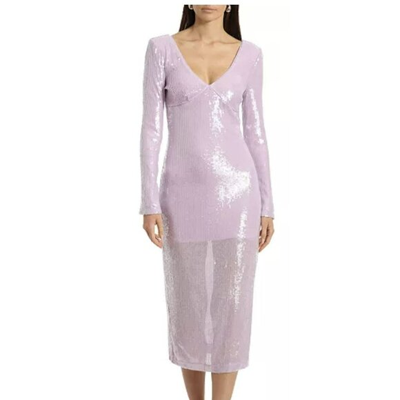 Avec Les Filles Sequin Tie Back Midi Dress NWT $169 - Picture 1 of 10